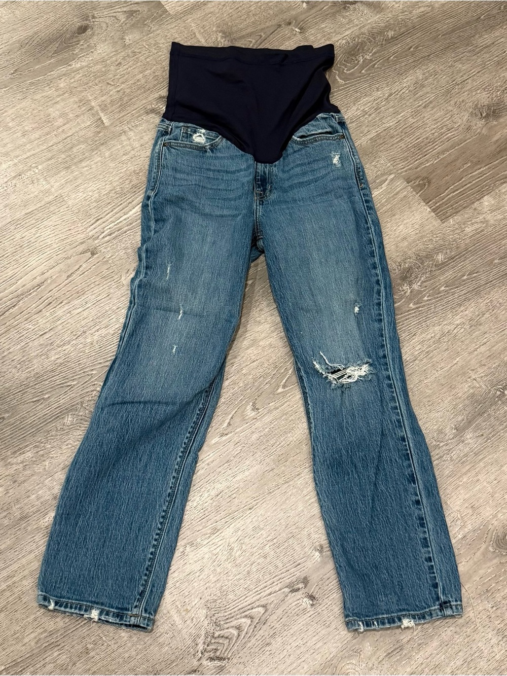 PinkBlush Maternity Distressed Blue Straight Leg Jeans Size 27